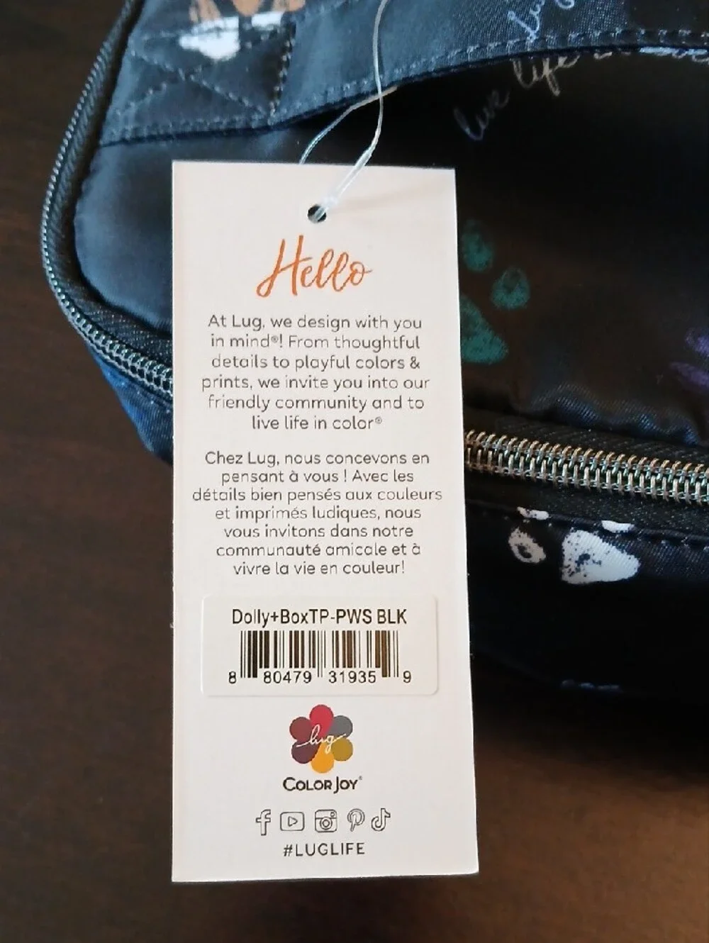 lug Black Cosmetic Case with Multicolor Paw Prints